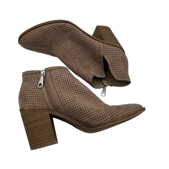 DV by Dolce Vita Taupe Perforated Faux Suede Ankle Booties - Picture 3 of 10